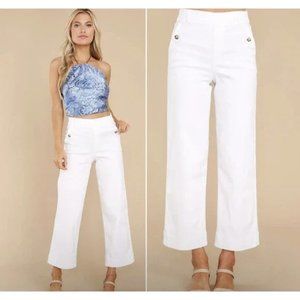 NEW Spanx Stretch Twill Cropped Wide Leg Pants White